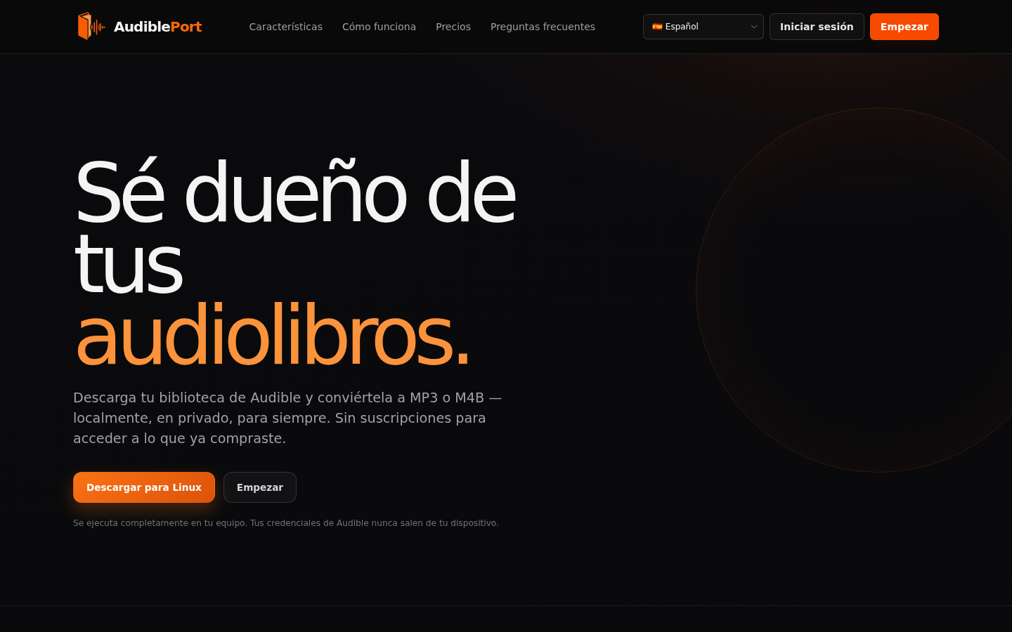 Página principal de AudiblePort